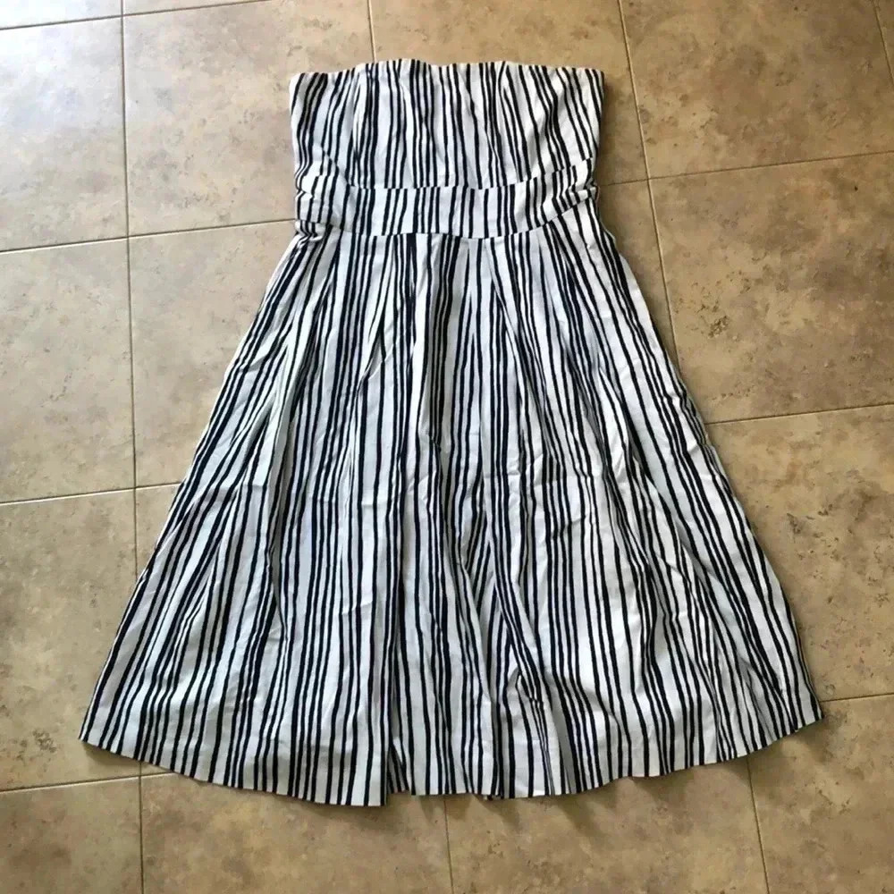 Club Monaco cotton striped strapless dress